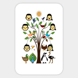 Human tree with birds Sticker